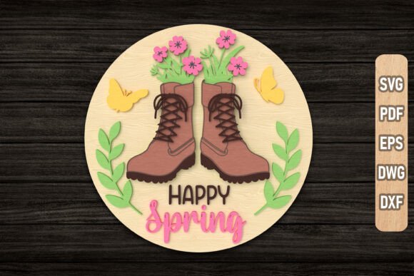 Download Happy Spring Boots Sign SVG Design - Spring boots Collection
