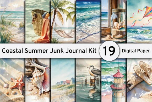 Download Watercolor Coastal Summer Junk Journal - Coastal Collection