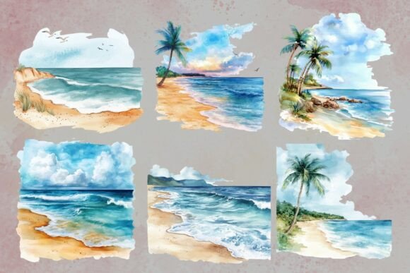 Download Watercolor Coastal Beach Clipart - Coastal Collection