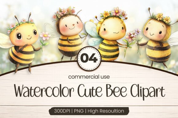 Download Watercolor Cute Bee Clipart PNG - Premium Resources
