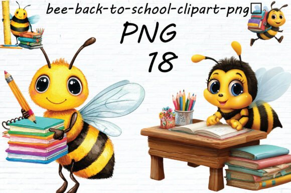 Download Cute Bee Back to School Clipart PNG - Premium Bundle