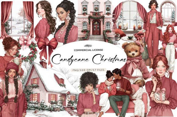 Download Watercolor Candycane Christmas Clipart - Candycane Collection