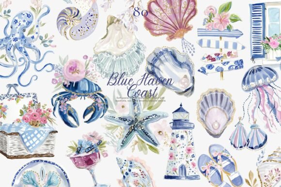 Download Romantic Coastal Clipart Png Set - Coastal Collection