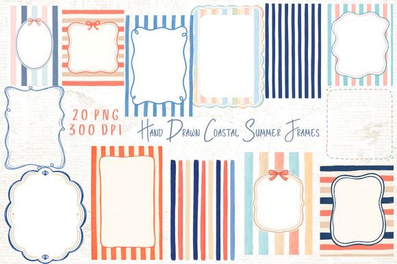 Download Hand Drawn Coastal Summer Frames PNG - Coastal Collection