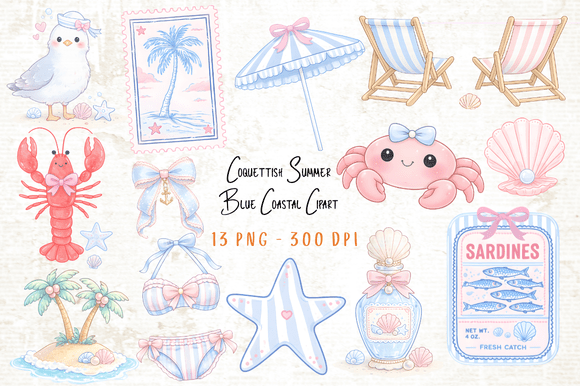 Download Coquettish Summer Blue Coastal Clipart - Coastal Collection