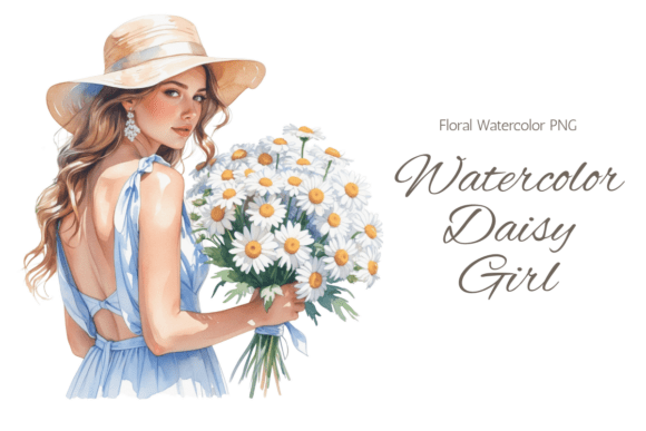 Download Daisy Bouquet Girl Illustration PNG - Girl illustration Collection