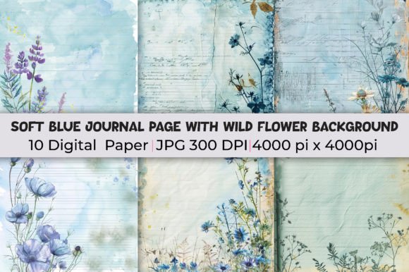 Download Soft Blue Journal Wild Flower Background - Flower background Collection
