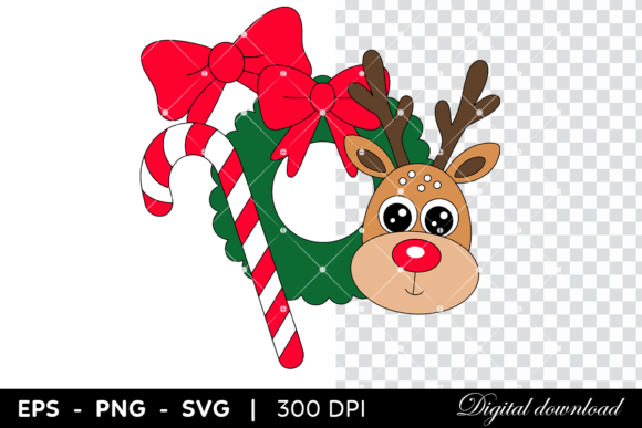 Download Christmas Wreath with Reindeer Candycane - Candycane Collection