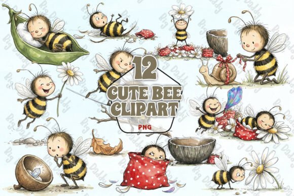 Download Cute Bee Clipart PNG - Cute bee Collection