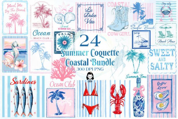 Download Coquette Coastal Summer Clipart Bundle - Coastal Collection