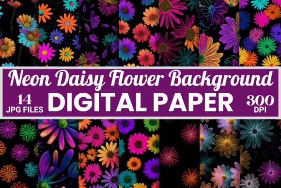 Download Retro 70s Neon Daisy Flower Background - Flower background Collection