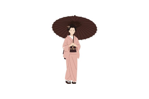 Download Woman in Traditional Kimono Holding a Pa - Traditional kimono Collection