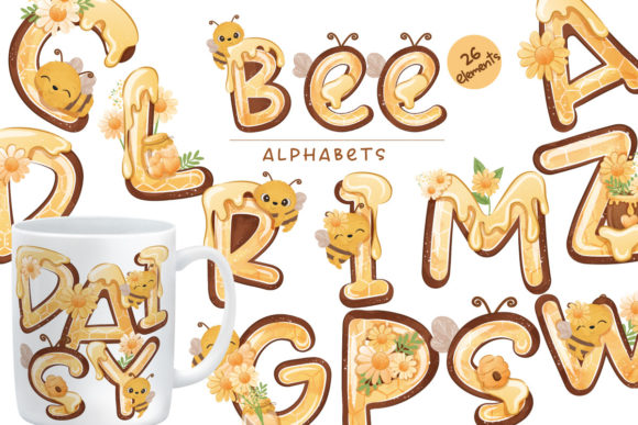 Download Cute Bee and Daisy Alphabets Clipart Set - Premium Resources