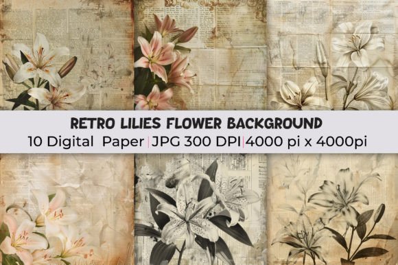 Download Retro Newspaper Lilies Flower Background - Flower background Collection