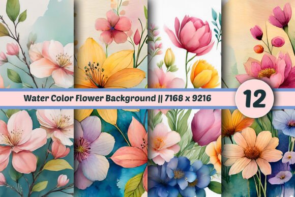 Download Water Color Flower Background || 12 Set - Flower background Collection