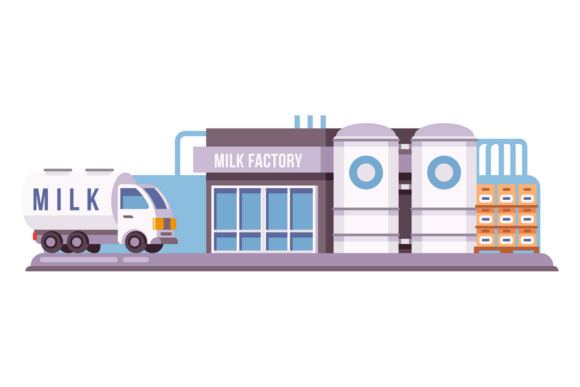 Download Milk Factory Illustration. Dairy Product - Factory illustration Collection