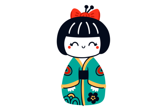 Download Japanese Girl Doll in Traditional Kimono - Traditional kimono Collection