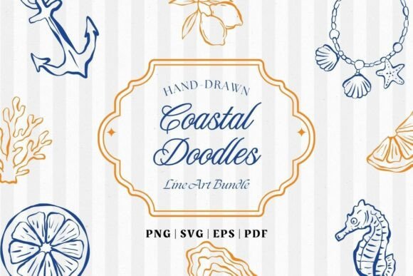 Download Coastal Line Art Clipart Bundle - Coastal Collection