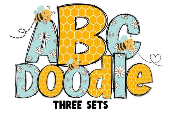 Download CUTE BEE DOODLE ALPHABET BUNDLE PNG - Premium Resources